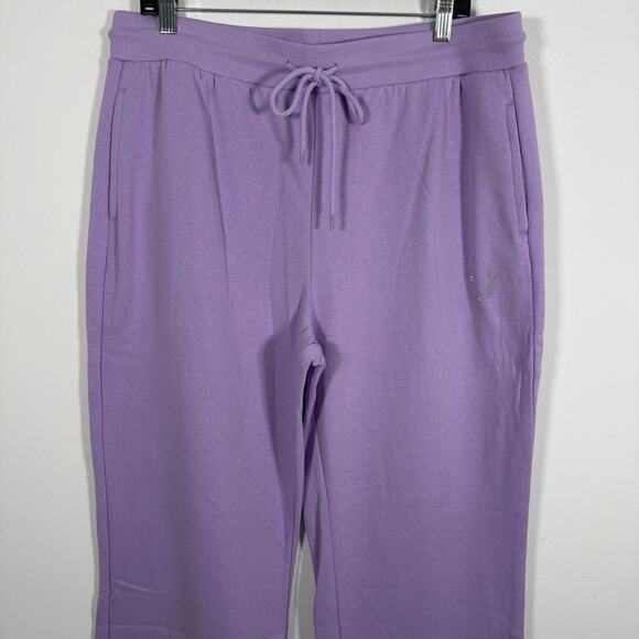 True Religion Crystal Horseshoe Flare Wide Leg Lavender Sweatpants XL NWT - Picture 2 of 10
